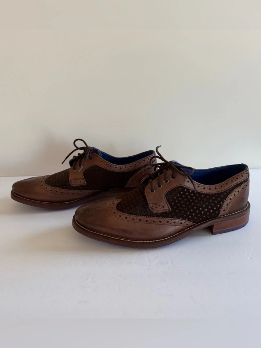 Ted Baker CASSIUSS3 Brown Leather Suede Wingtip Brogue Oxford Shoes Men's US 9